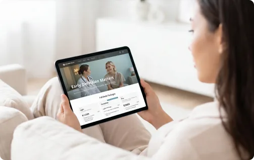 Tablet showing New Dawn Health packages