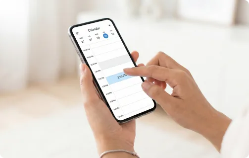 Choosing a date and time slot on a phone